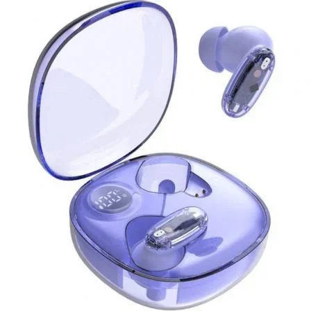 Mars gaming Auricular gaming inalámbrico Bluetooth 5.4 semi-transparente semi-transparente con indicador LED morado mhib2